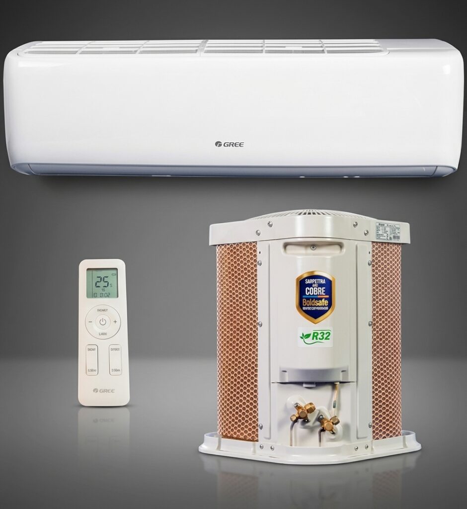 Ar Condicionado Split Hi Wall - Inverter R-32 - G-top Auto - Gree - 9.000 BTUs - Frio - 220V Monofásico - cena hero gerada por IA a partir da foto oficial