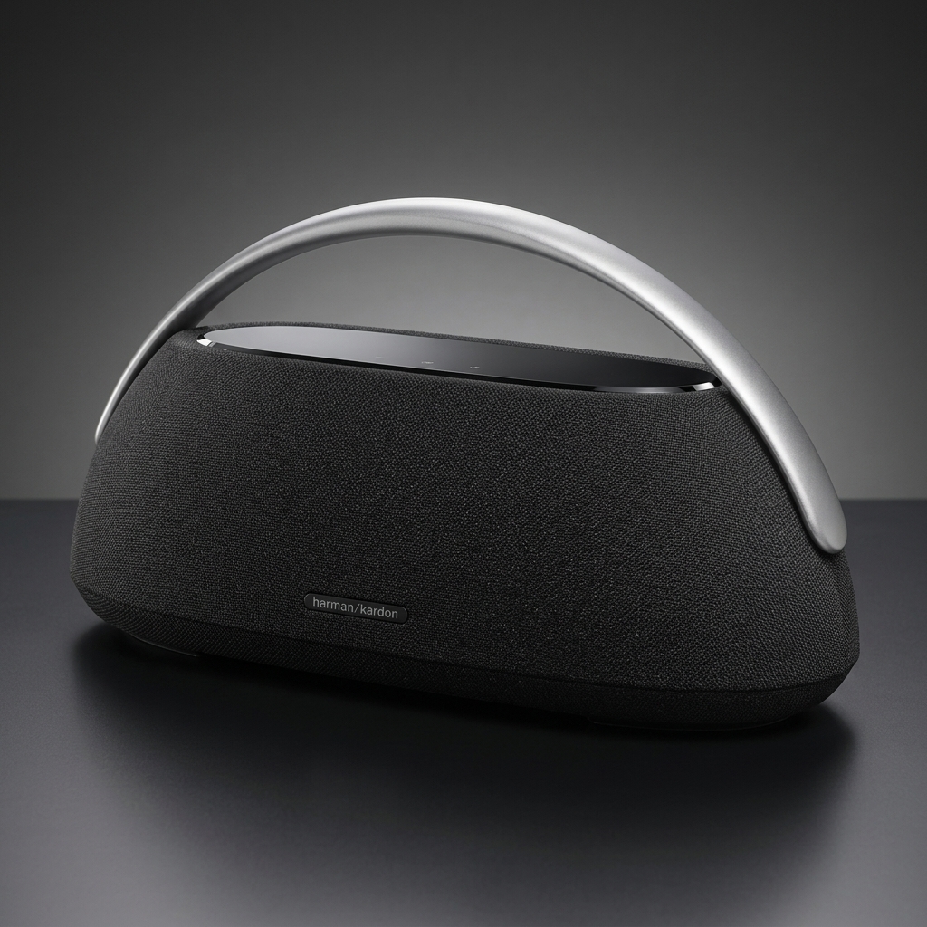 Caixa de Som Bluetooth Harman Kardon Go + Play 3 - cena hero gerada por IA a partir da foto oficial