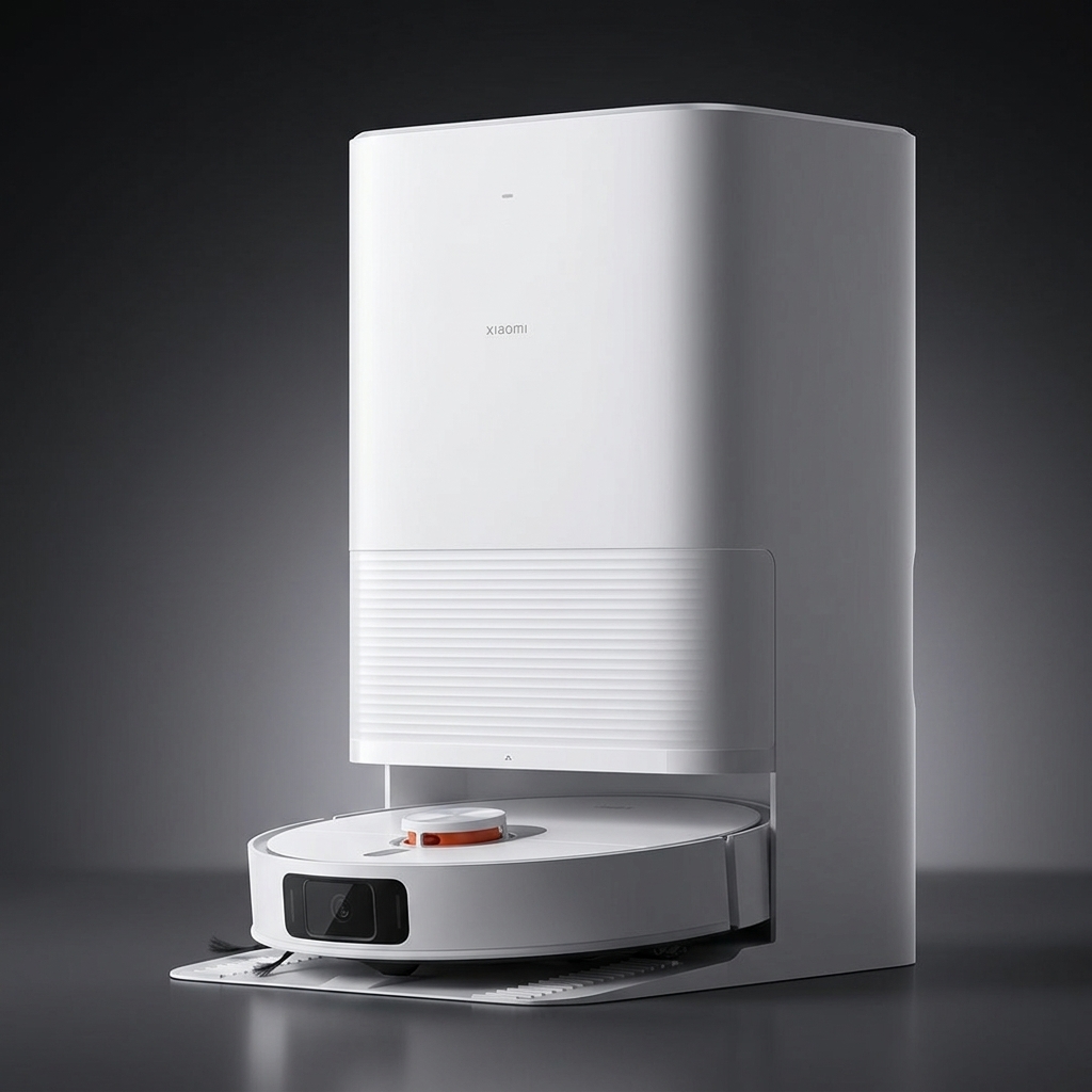 Xiaomi Robot Vacuum X20 Pro - cena hero gerada por IA a partir da foto oficial